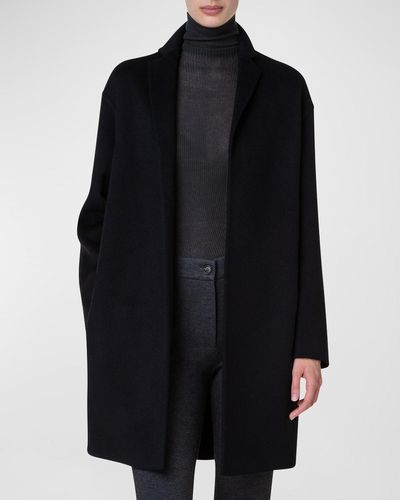 Akris Mae Brushed Cashmere Coat - Black