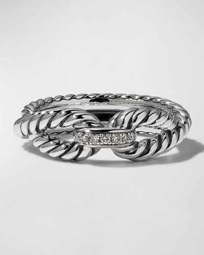David Yurman Cable Loop Ring W/ Diamonds - Metallic