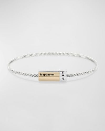 Le Gramme Polished Two-Tone Cable Bracelet - White