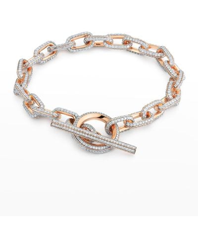 WALTERS FAITH 18k Rose Gold All Diamond Chain Link Toggle Bracelet - White