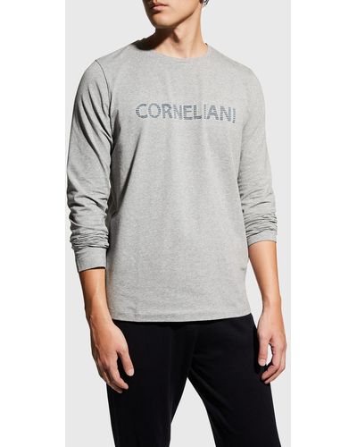 Corneliani Textured-Logo T-Shirt - Gray