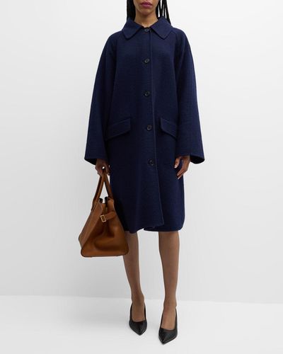 The Row Garthel Single-Breasted Cashmere Coat - Blue