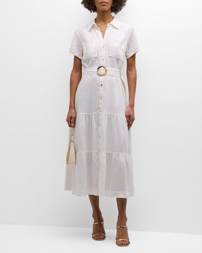 Heidi Klein Mitsio Island Short-Sleeve Maxi Shirtdress - White