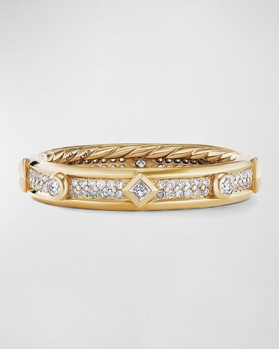 David Yurman Modern Renaissance Ring With Diamonds In 18k Gold, 4mm, Size 9 - Metallic