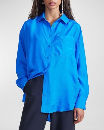 Apiece Apart Oversized Button-Front Shirt - Blue