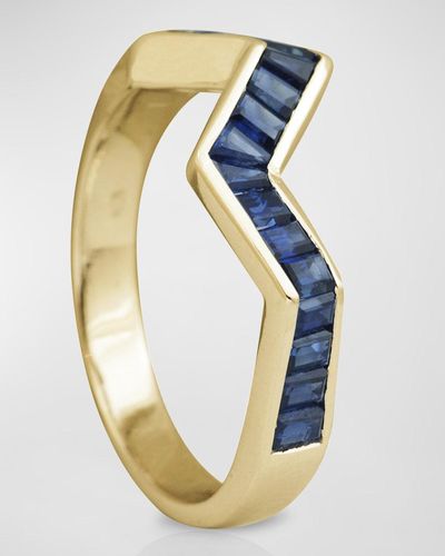 Kavant & Sharart Origami Ziggy Blue Sapphire Ring In 18k Yellow Gold