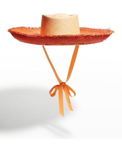 Sensi Studio Upturn Seashells Straw Beach Hat - Orange