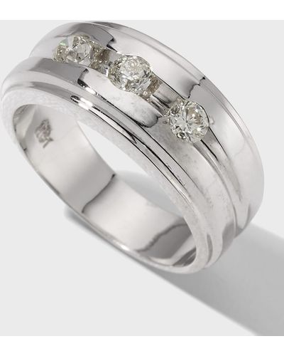 Heera Moti White Gold 3-round Diamond Polish Ring - Gray