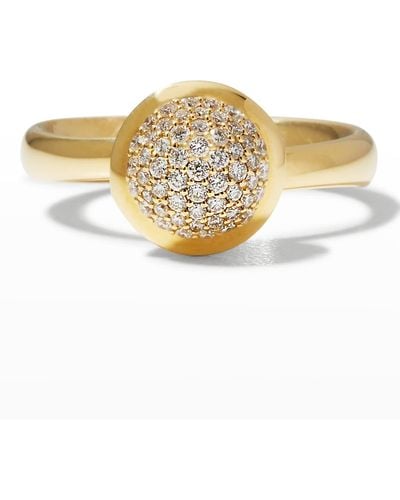 Tamara Comolli Bouton 18k Yellow Gold Pave Diamond Ring, Size 7 - White