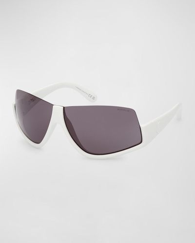 Moncler Vyzer Half-rim Acetate Shield Sunglasses - Purple