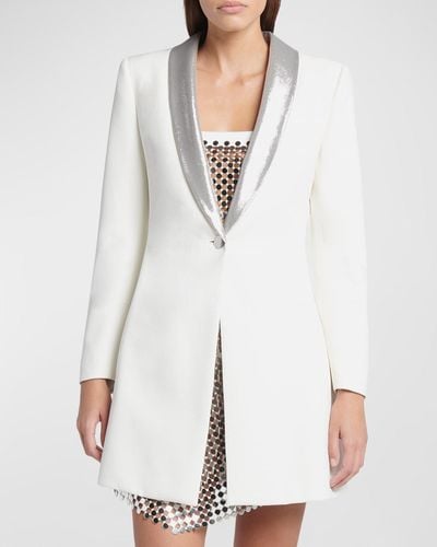 Giorgio Armani Wool Gabardine Blazer With Metallic Lame Trim - White