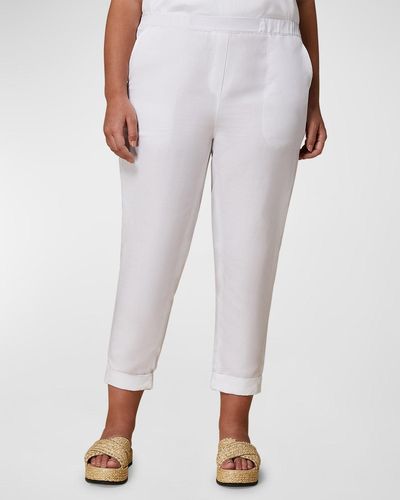 Marina Rinaldi Plus Size Uguale Cropped High-Rise Pants - White