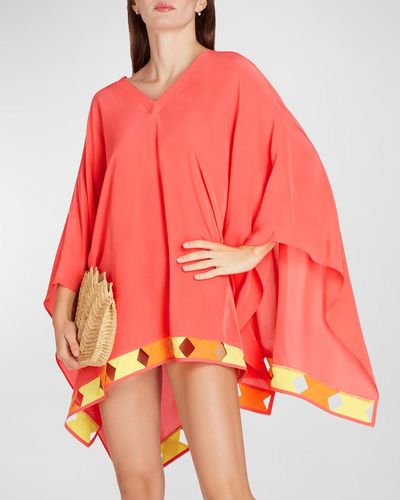 VALIMARE Tulum Poncho Coverup - Red