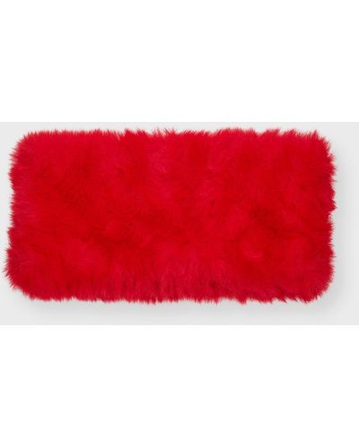 Adrienne Landau Faux Fur Knit Headband - Red