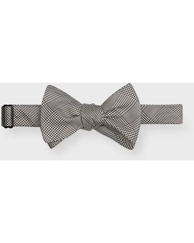 Paul Stuart Check Self-Tie Bow Tie - Gray