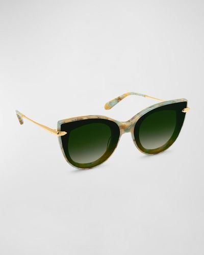 Krewe Laveau Nylon Acetate & Metal Cat-Eye Sunglasses - Green