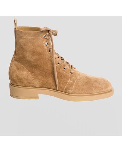 Gianvito Rossi Suede Lace-Up Boots - Natural