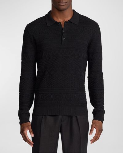 Ralph Lauren Purple Label Textured Polo-collar Sweater - Black