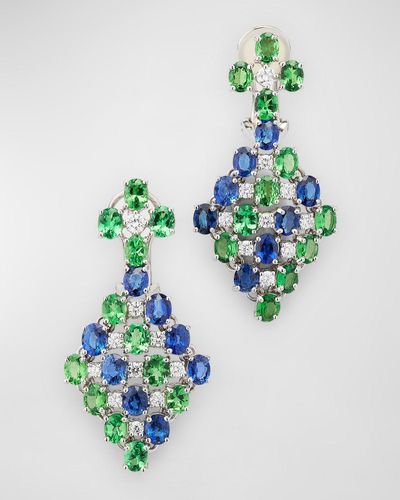 Alexander Laut 18K Sapphire, Tsavorite And Diamond Earrings - Blue