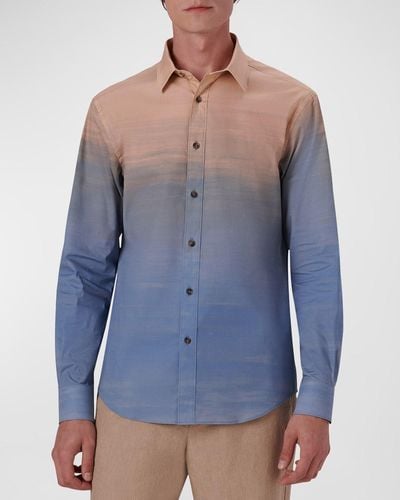 Bugatchi Slim Fit Cotton-Stretch Sport Shirt - Blue