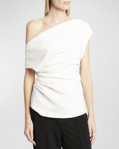 Proenza Schouler Francesca Off-the-shoulder Short-sleeve Blouse - White