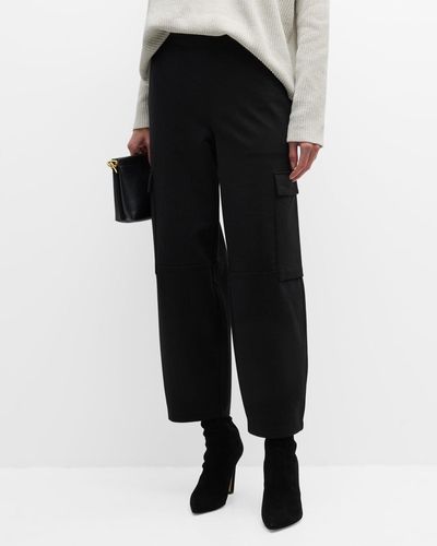 Eileen Fisher Petite Cropped Straight-Leg Ponte Cargo Pants - Black