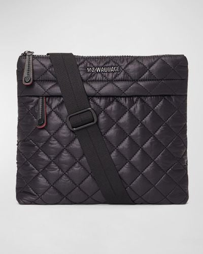 MZ Wallace Metro Quilted Flat Crossbody Bag - Black