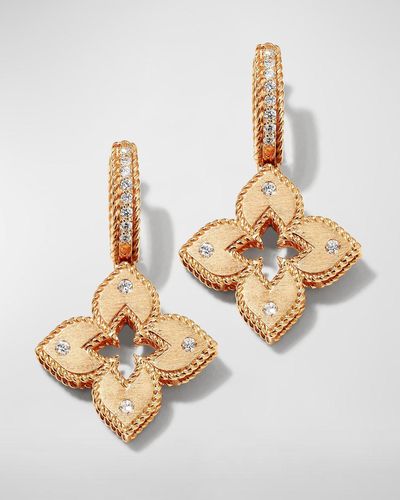 Roberto Coin 18k Rose Gold Petite Venetian Princess Diamond Earrings - White