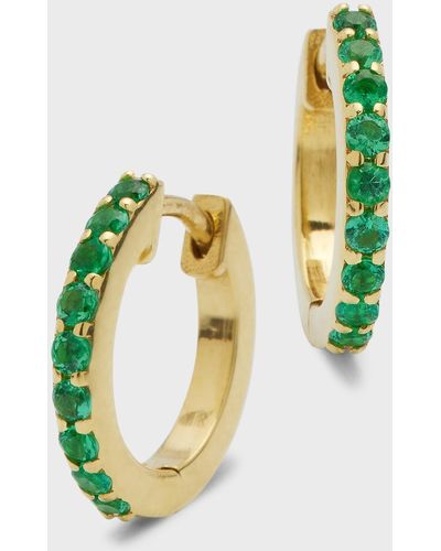 Jennifer Meyer Small Emerald Huggie Earrings In 18k Gold - Multicolor