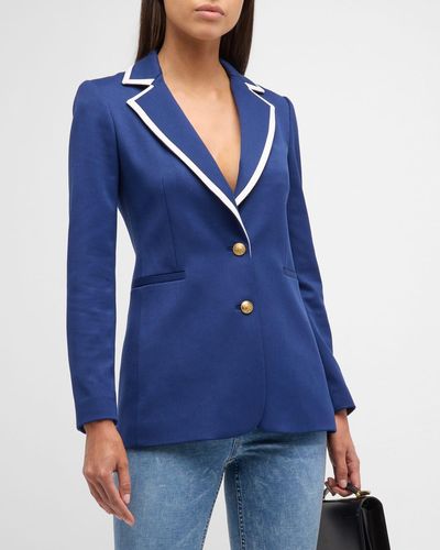 Alice + Olivia Breann Fitted Two-Button Blazer - Blue