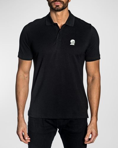Jared Lang Nft Embroidered Pima Cotton Polo Shirt - Black