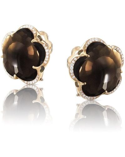 Pasquale Bruni 18k Rose Gold Smoky Quartz Floral Stud Earrings With Diamonds - Multicolor