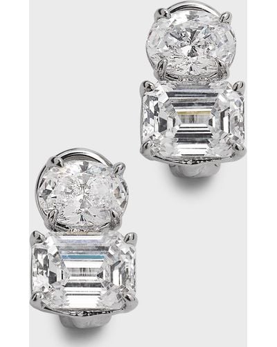 Fantasia by Deserio Oval And Emerald-cut Cubic Zirconia Earrings - White