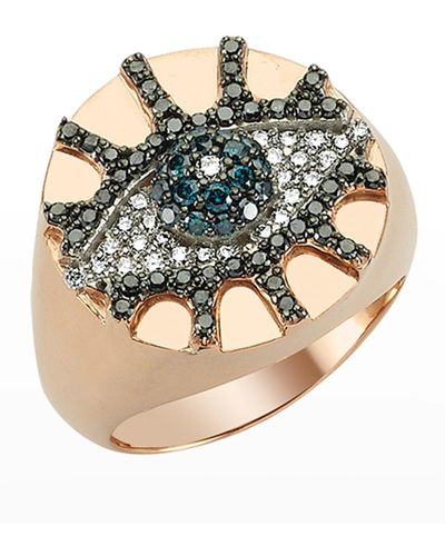 BeeGoddess Eye Light Multi-diamond Pinky Ring, Size 7 - Natural