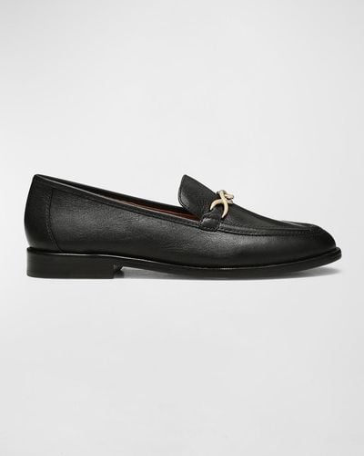 Joie Leather Chain Flat Loafers - Black