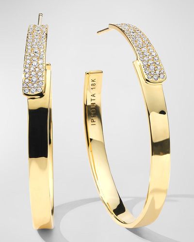 Ippolita Overlapping #3 18k Gold Hoop Earrings With Diamonds - Metallic
