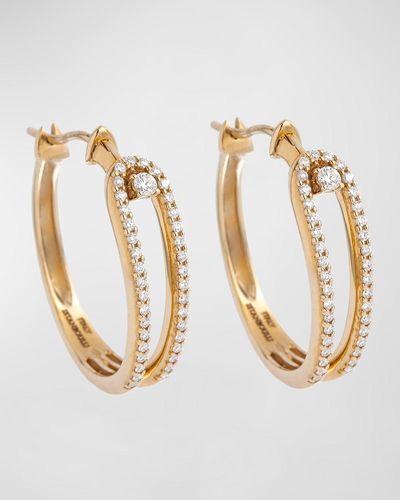 Krisonia 18k Yellow Gold Hoop Earrings With Diamonds - Metallic