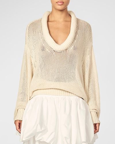 Interior The Bruno Plunging Cotton Sweater - Natural