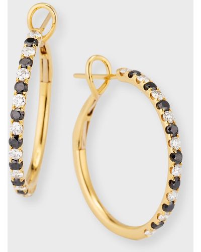 Frederic Sage 18k Yellow Gold Large Alternating Diamond Hoop Earrings - Metallic