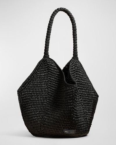 Khaite Lotus Medium Raffia Bucket Bag - Black