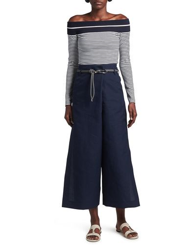 Giorgio Armani Carabiner Rope Belted Wide-Leg Pants - Blue