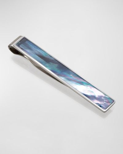 M-clip Mother-Of-Pearl Tie Bar - Blue