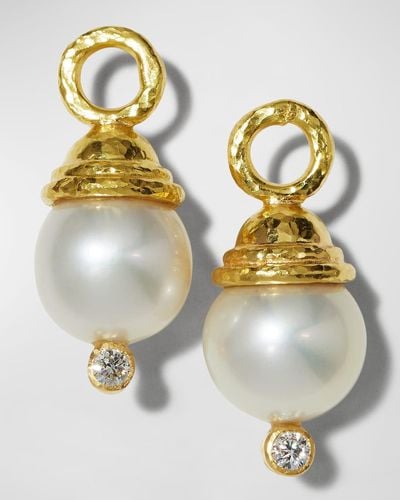 Elizabeth Locke Pearl & Diamond Earring Pendants - Metallic