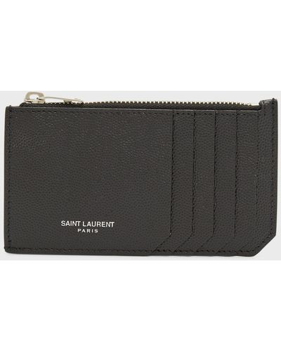 Saint Laurent Pebble Grain Leather Zip Wallet - Black