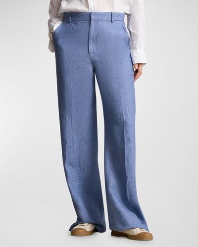 Polo Ralph Lauren Linen Wide-Leg Pants - Blue