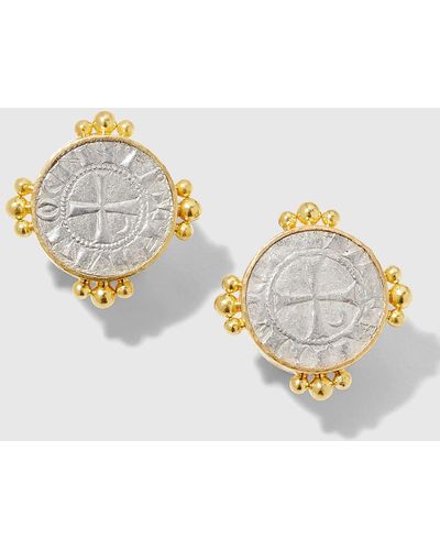 Elizabeth Locke Silver Crusader Coin Earrings - Metallic