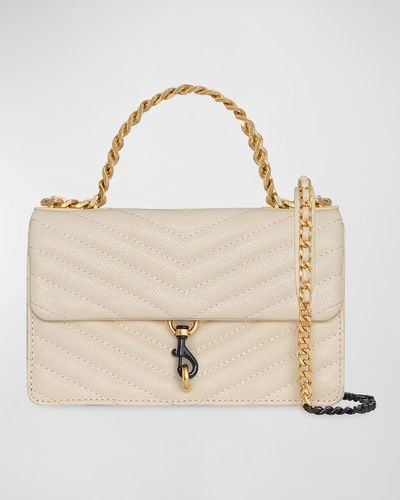 Rebecca Minkoff Edie Mini Quilted Leather Chain Crossbody Bag - Natural