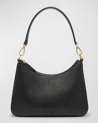 Stella McCartney Logo Vegan Leather Shoulder Bag - Black