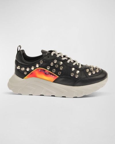 John Richmond Allover Studded Leather Low-top Sneakers - Gray