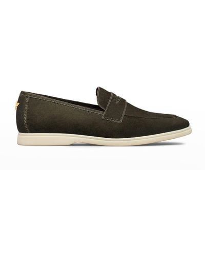Bougeotte Suede Sporty Penny Loafers - Black